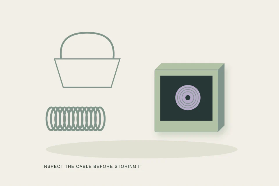Conceptual illustration of dry cable laid out beside protected storage